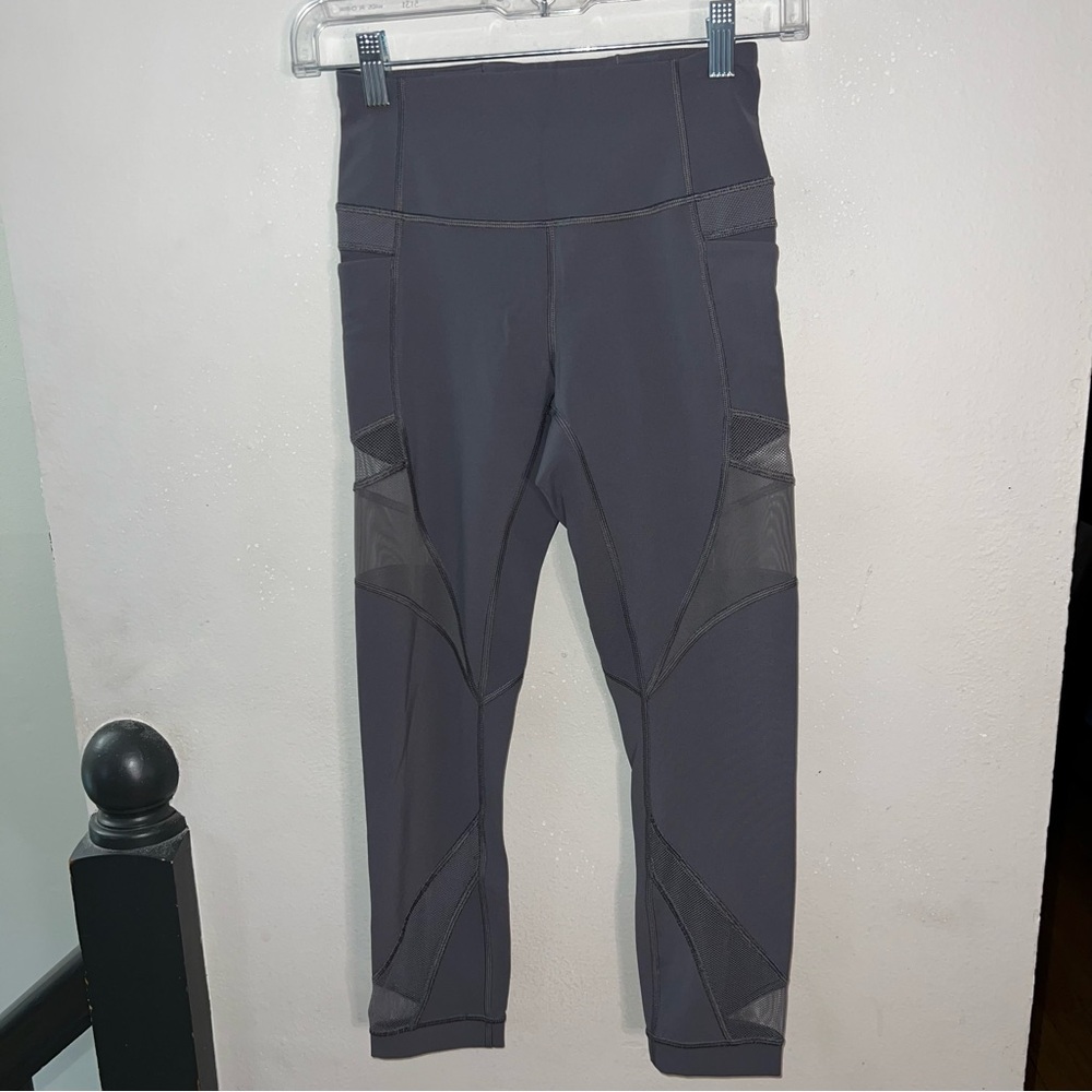 Lululemon Forget the Sweat High-Rise Mesh Yoga Pants Gray Women’s Size 4